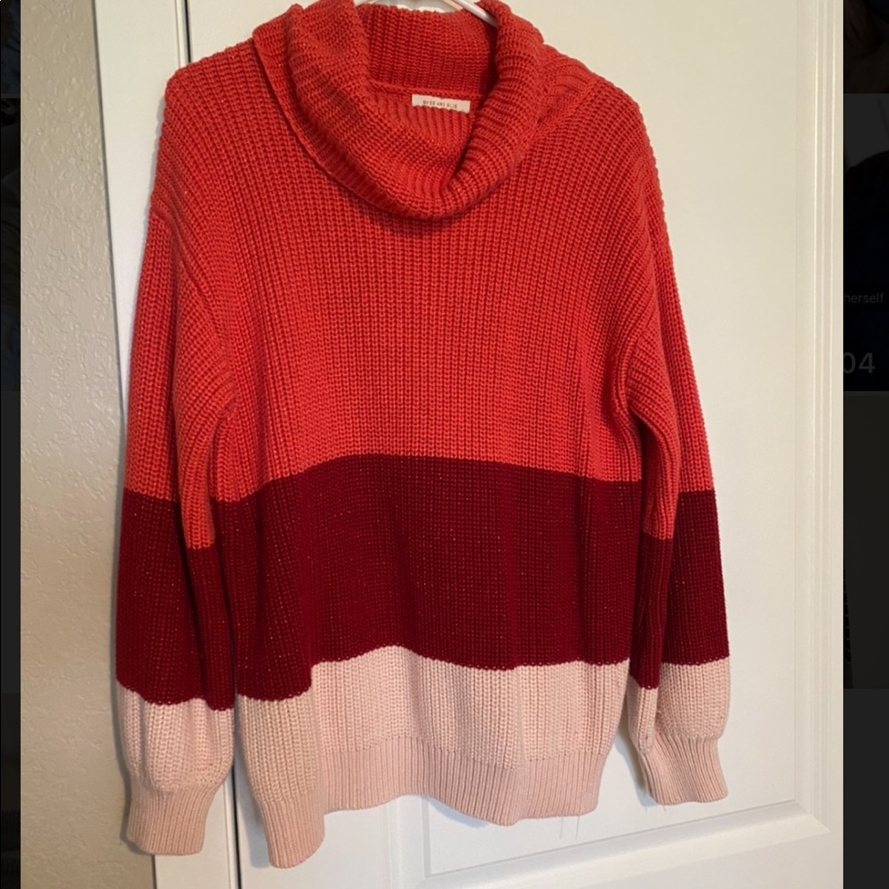 Skies are Blue colorblock cowl neck